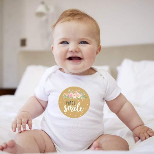  [아마존베스트]Hadley Designs 16 Navy Pink Floral Baby Girl Milestone Stickers, 12 Monthly Photo Picture Props for Infant Onesie, 1st Year Birth Months Belly Decals, Scrapbook Memory Registry Gift, Best Cute Sh