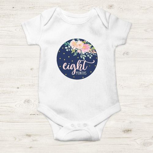  [아마존베스트]Hadley Designs 16 Navy Pink Floral Baby Girl Milestone Stickers, 12 Monthly Photo Picture Props for Infant Onesie, 1st Year Birth Months Belly Decals, Scrapbook Memory Registry Gift, Best Cute Sh