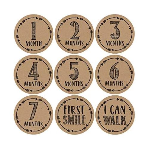  [아마존베스트]Hadley Designs 16 Rustic Baby Milestone Stickers, 12 Monthly Photo Picture Props for Girl or Boy Infant Onesie, 1st Year Belly Decals, Scrapbook Memory Registry Gift, Best Shower Basket Present,