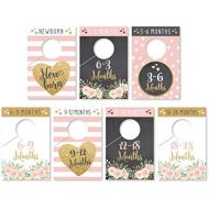 Hadley Designs 7 Pink Gold Baby Nursery Closet Organizer Dividers For Girl Clothing, Floral Age Size Hanger Organization For Kid Toddler, Infant, Newborn Clothes Must Have, Shower Registry Gift S