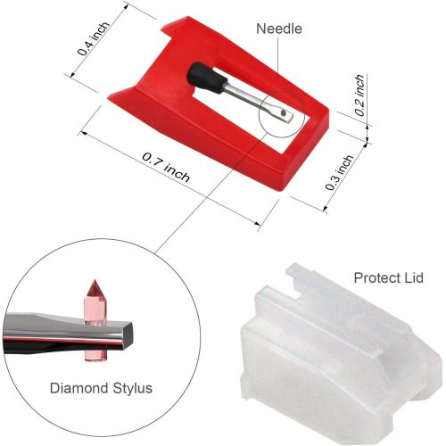  Record Player Needles, Hadwoer Turntable Replacement Needle for Vinyl Record Player LP Phonograph, Victrola, 1byone, Crosley, ION, Jensen（2 Pcs of Diamond Stylus）
