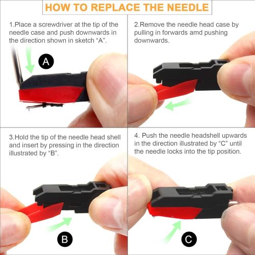  Record Player Needles, Hadwoer Turntable Replacement Needle for Vinyl Record Player LP Phonograph, Victrola, 1byone, Crosley, ION, Jensen（2 Pcs of Diamond Stylus）