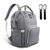 Hafmall Diaper Bag Backpack - Waterproof Multifunctional Large Travel Nappy Bag (Gray)