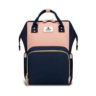 [아마존베스트]Hafmall Diaper Bag Backpack Waterproof Travel Mummy Nappy Bags, Large Capacity and Multi-Function Back Pack Organizer with Baby Insulated Pockets (Pink&Navy Blue)