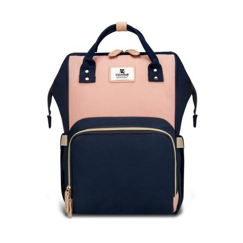  [아마존베스트]Hafmall Diaper Bag Backpack Waterproof Travel Mummy Nappy Bags, Large Capacity and Multi-Function Back Pack Organizer with Baby Insulated Pockets (Pink&Navy Blue)