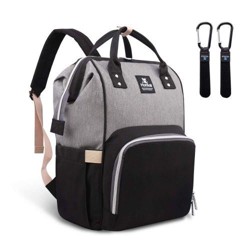  Hafmall Diaper Bag Backpack - Waterproof Multifunctional Large Travel Nappy Bag (Gray Black)