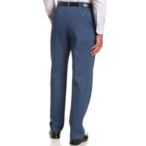  Haggar Mens Work-to-Weekend Hidden Expandable-Waist Denim Pleat-Front Pant