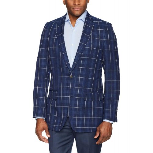  Haggar Mens Plaid Fancy Tailored Fit 2-Button Side Vent Sport Coat