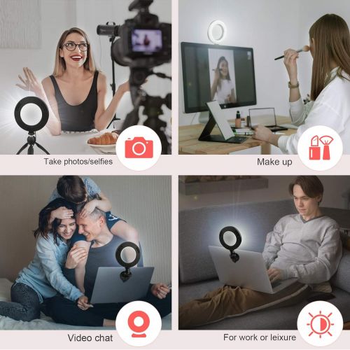  [아마존베스트]Hagibis Video Conference Lighting Kit,Computer/Laptop Moniter LED Video Light Dimmable 6500K Ring Light for Remote Working,Zoom Call,Self Broadcasting,Live Streaming