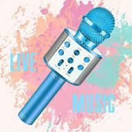 [아마존베스트]HahaGift Best Birthday Gifts for 4 5 6 7 8 9 10 Year Old Girls, Bluetooth Microphone Idea for Kids Toy Microphone for Kids Microphone Fun Toys for 3-14 Year Old Girls Boys (Blue)