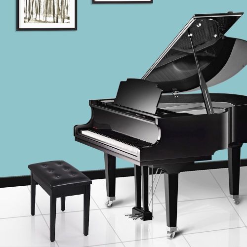  Haicool TOYEEKA Black 29 Solid Wood PU Leather Double Duet Piano Stool Keyboard Bench with Storage， Load 440lb