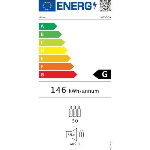  Haier WS50GA Weinkuehlschrank / 127 cm Hoehe/LED Display zur Temperatureinstellung, Temperaturalarm