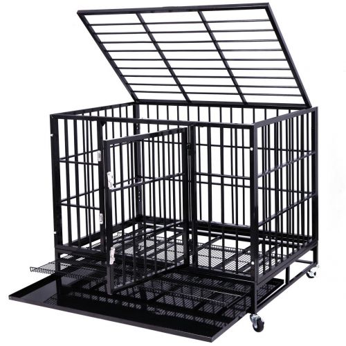  Haige Pet Heavy Duty Dog Crate Homestead Serise Dogs Cage Kennel with Tray and Wheels