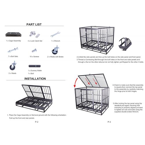  Haige Pet Heavy Duty Dog Crate Homestead Serise Dogs Cage Kennel with Tray and Wheels