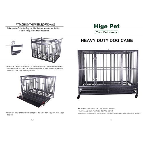  Haige Pet Heavy Duty Dog Crate Homestead Serise Dogs Cage Kennel with Tray and Wheels