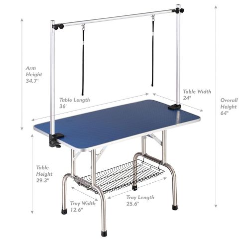  Haige Pet Your Pet Nanny Professional Adjustable Heavy Duty Dog Pet Grooming Table W/Arm & Noose & Mesh Tray,Maximum Capacity Up to 250LB