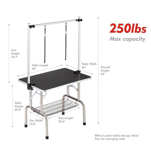  Haige Pet Your Pet Nanny Professional Adjustable Heavy Duty Dog Pet Grooming Table W/Arm & Noose & Mesh Tray,Maximum Capacity Up to 250LB