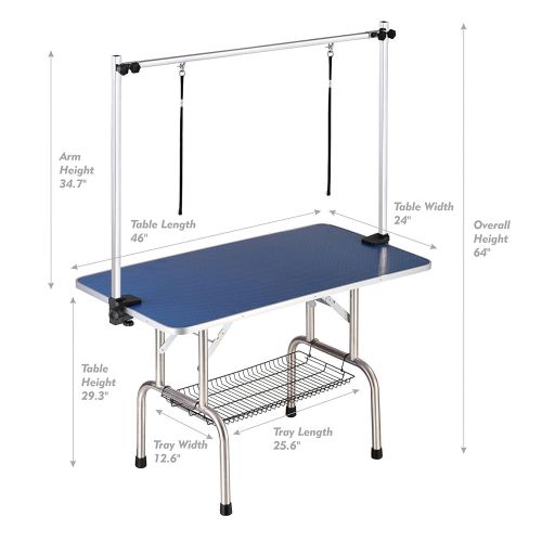  Haige Pet Your Pet Nanny Professional Adjustable Heavy Duty Dog Pet Grooming Table W/Arm & Noose & Mesh Tray,Maximum Capacity Up to 250LB