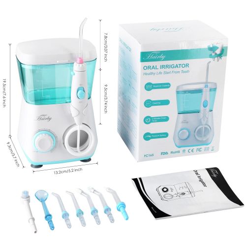  Hairby Water Flosser Oral Irrigator, HAIRBY Dental Leakproof 600ML Capacity with 8 Multifunctional Jet Tips...