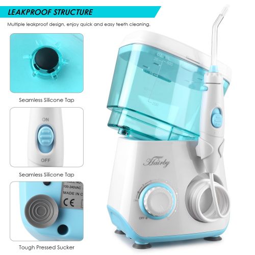  Hairby Water Flosser Oral Irrigator, HAIRBY Dental Leakproof 600ML Capacity with 8 Multifunctional Jet Tips...