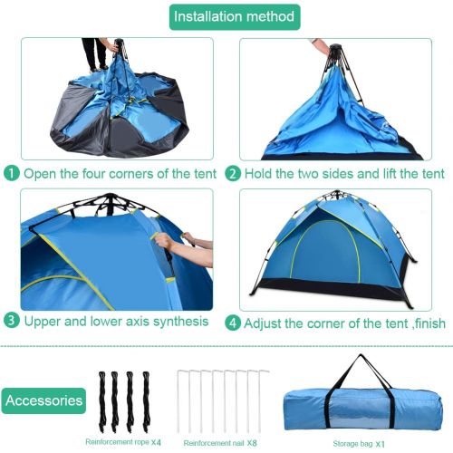  Hairy Nose Bear Tents for Camping 3- 4 Person ,Instant Pop Up Tents for Camping, Beach Tents for Family,Folding Waterproof Tent for Outdoor Camping