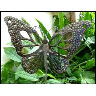 HaitiMetalArt Butterfly Garden Art, Metal Plant Stake, Metal Art, Plant Stick, Metal Garden Decor, Metal Butterflies, Outdoor Metal Art - PS-1785