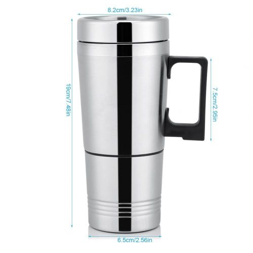  Hakeeta Heizbecher, 12V / 24V 300ml Wasserkocher, halten Sie Ihr heisses Wasser, Kaffee, Milch, Tee oder andere Getranke warm(12V)