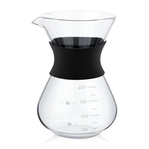 Hakeeta Kaffeebereiter “Pour Over” mit Dauerfilter aus Edelstahl und Karaffe. Kaffeezubereiter Glaskaffeekanne, Transparent, 400ml