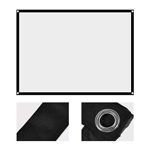  Hakeeta Projection Screen, 60-100 Inch Portable Foldable Non-Crease White Projector Curtain Projection Screen 4:3 Portable Movies Screen for Projector Home Theater Outdoor and Indoor.(100寸