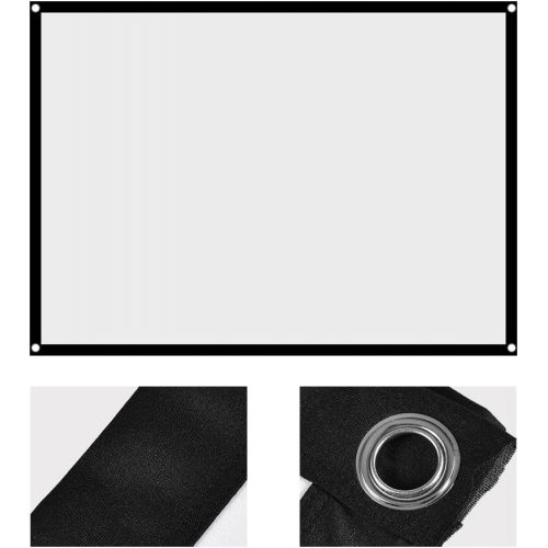  Hakeeta Projection Screen, 60-100 Inch Portable Foldable Non-Crease White Projector Curtain Projection Screen 4:3 Portable Movies Screen for Projector Home Theater Outdoor and Indoor.(100寸