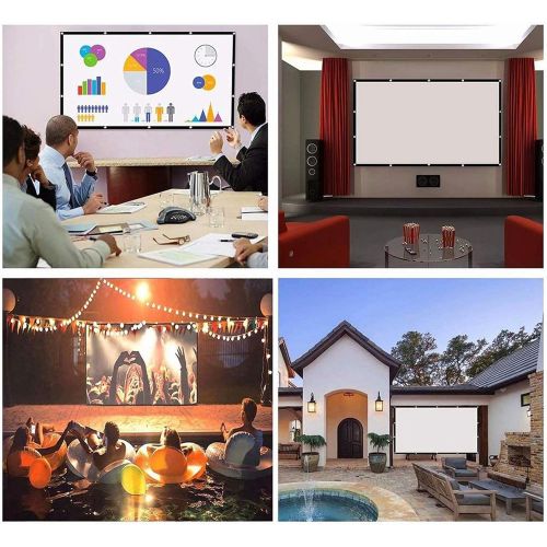  Hakeeta 16:9 HD 100-Inch Projector Screen Curtain, for Multiple Scenes, Foldable Anti-Crease, Easy to Carry, Matte White, Perfect for Home Outdoor Movies