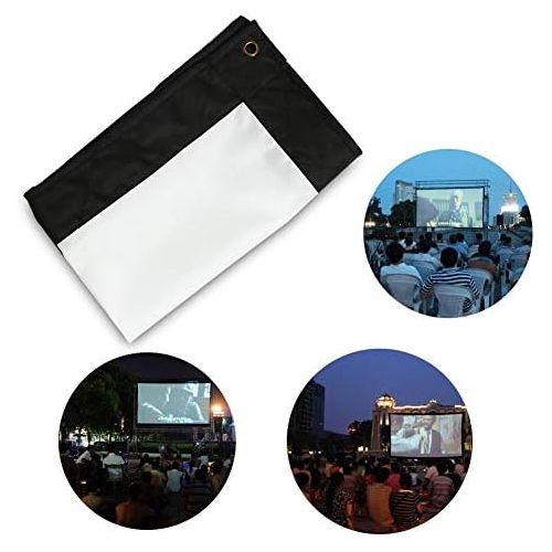  Hakeeta Projector Screen, 60-150 inch HD Portable Foldable White Projector Curtain Projection Screen Anti-Crease 16:9 Movies Screen for Projector Home Theater Outdoor/Indoor