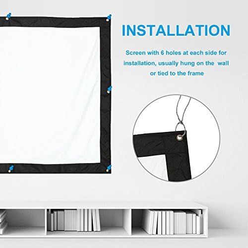  Hakeeta Projector Screen, 60-150 inch HD Portable Foldable White Projector Curtain Projection Screen Anti-Crease 16:9 Movies Screen for Projector Home Theater Outdoor/Indoor