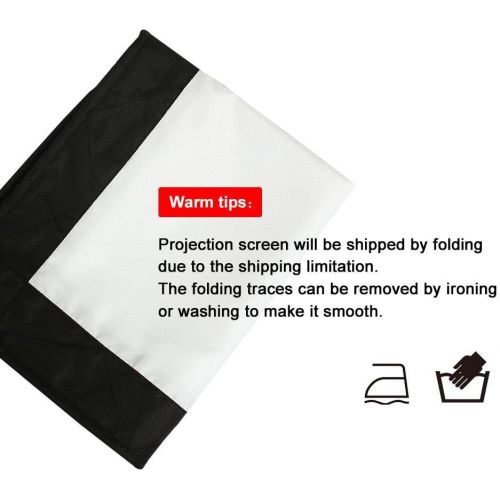  Hakeeta Projector Screen, 60-150 inch HD Portable Foldable White Projector Curtain Projection Screen Anti-Crease 16:9 Movies Screen for Projector Home Theater Outdoor/Indoor