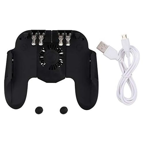  [아마존베스트]Hakeeta Mobile gaming controller, game phone grip heat dissipation joystick smartphone gamepad heat dissipation with fan, support, power charger finger trigger for PUBG, shooter.