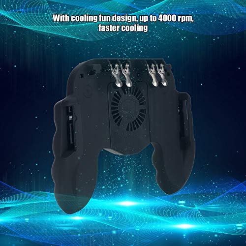  [아마존베스트]Hakeeta Mobile gaming controller, game phone grip heat dissipation joystick smartphone gamepad heat dissipation with fan, support, power charger finger trigger for PUBG, shooter.