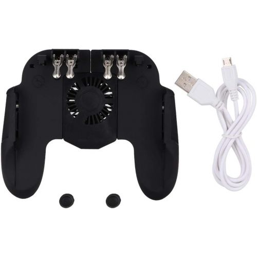  [아마존베스트]Hakeeta Mobile gaming controller, game phone grip heat dissipation joystick smartphone gamepad heat dissipation with fan, support, power charger finger trigger for PUBG, shooter.