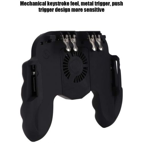  [아마존베스트]Hakeeta Mobile gaming controller, game phone grip heat dissipation joystick smartphone gamepad heat dissipation with fan, support, power charger finger trigger for PUBG, shooter.