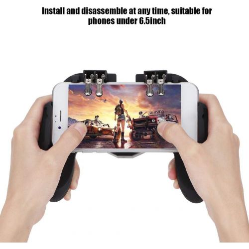  [아마존베스트]Hakeeta Mobile gaming controller, game phone grip heat dissipation joystick smartphone gamepad heat dissipation with fan, support, power charger finger trigger for PUBG, shooter.