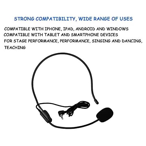  [아마존베스트]Hakeeta Mini Wired Head Mounted Microphone Condenser MIC Headband Headset for Teachers, Trainers, Presentation, Travel Guide