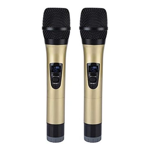  [아마존베스트]Hakeeta E8 1-to-2 VHF Universal Wireless Microphone with Recheiver, Long reception distance approximately 100 meters, suitable for families KTV vocals, parties, talks, business mee
