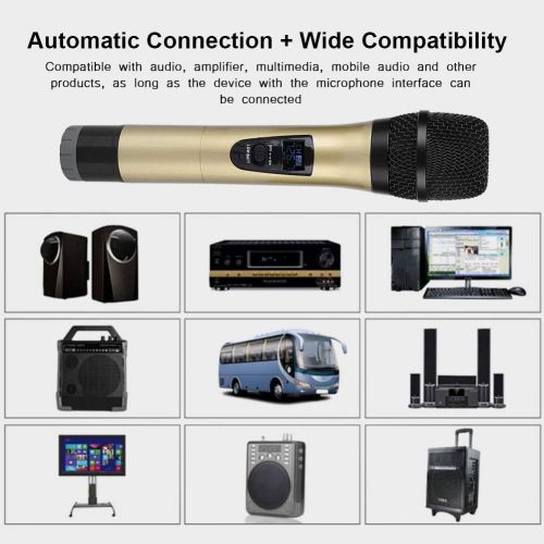  [아마존베스트]Hakeeta E8 1-to-2 VHF Universal Wireless Microphone with Recheiver, Long reception distance approximately 100 meters, suitable for families KTV vocals, parties, talks, business mee