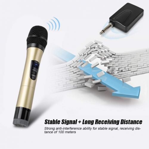  [아마존베스트]Hakeeta E8 1-to-2 VHF Universal Wireless Microphone with Recheiver, Long reception distance approximately 100 meters, suitable for families KTV vocals, parties, talks, business mee