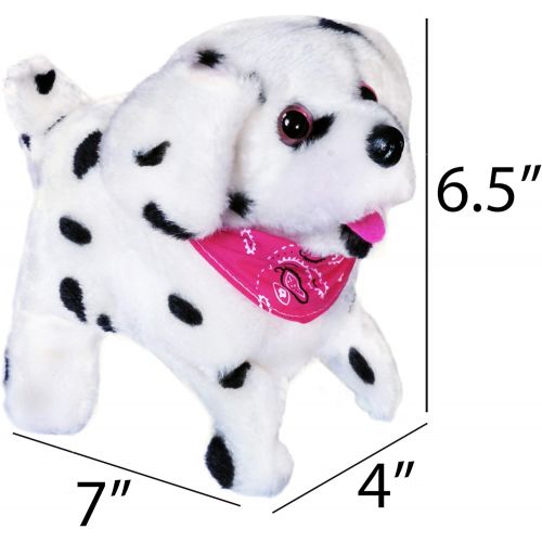  [아마존베스트]Haktoys Flip Over Puppy | Battery Operated Somersaulting, Walking, Sitting, Mechanical Barking Electronic Plush Cute Animal Dalmatian Dog | 7” Tall, Safe & Durable | Gift Toy for T