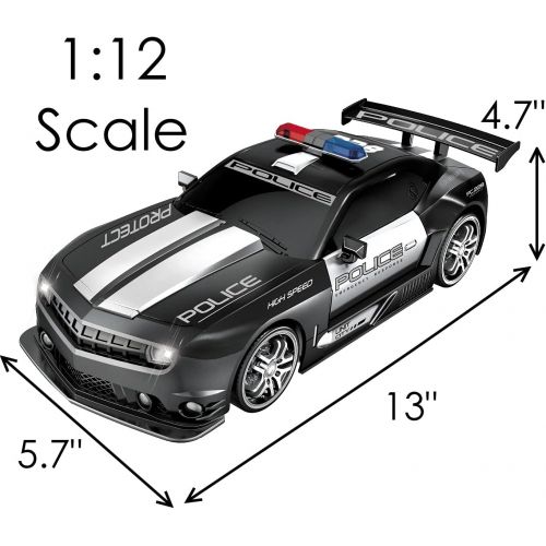  Haktoys Remote Control Police Car RC High Speed Cop Chase 1:12 Scale Radio Control Patrol Sports Vehicle with Headlights