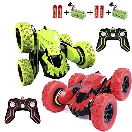  Haktoys Radio Remote Control Stunt Car 2 Sided AWD 360 Rotation RC Truck Toy Vehicle for Kids Boys and Adults, Different Frequencies - Two Players Can Play Together