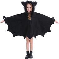 Halfjuly Bat Costume for Kids Animal Cosplay Girls Black Cute Cozy Children Halloween Vampire Zipper Dress