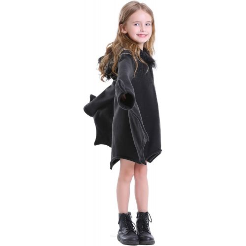  할로윈 용품Halfjuly Bat Costume for Kids Animal Cosplay Girls Black Cute Cozy Children Halloween Vampire Zipper Dress