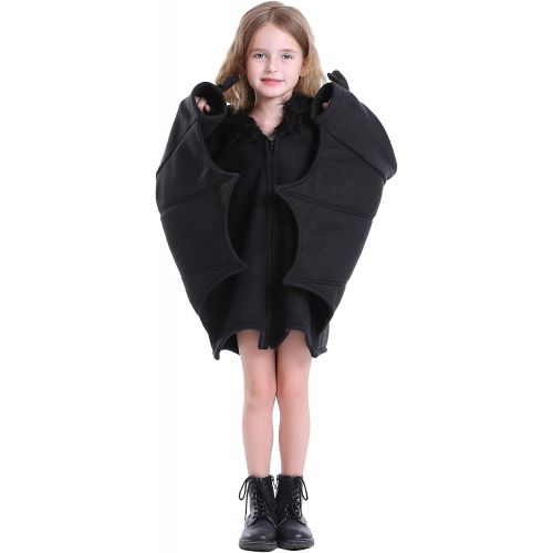  할로윈 용품Halfjuly Bat Costume for Kids Animal Cosplay Girls Black Cute Cozy Children Halloween Vampire Zipper Dress