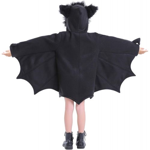  할로윈 용품Halfjuly Bat Costume for Kids Animal Cosplay Girls Black Cute Cozy Children Halloween Vampire Zipper Dress